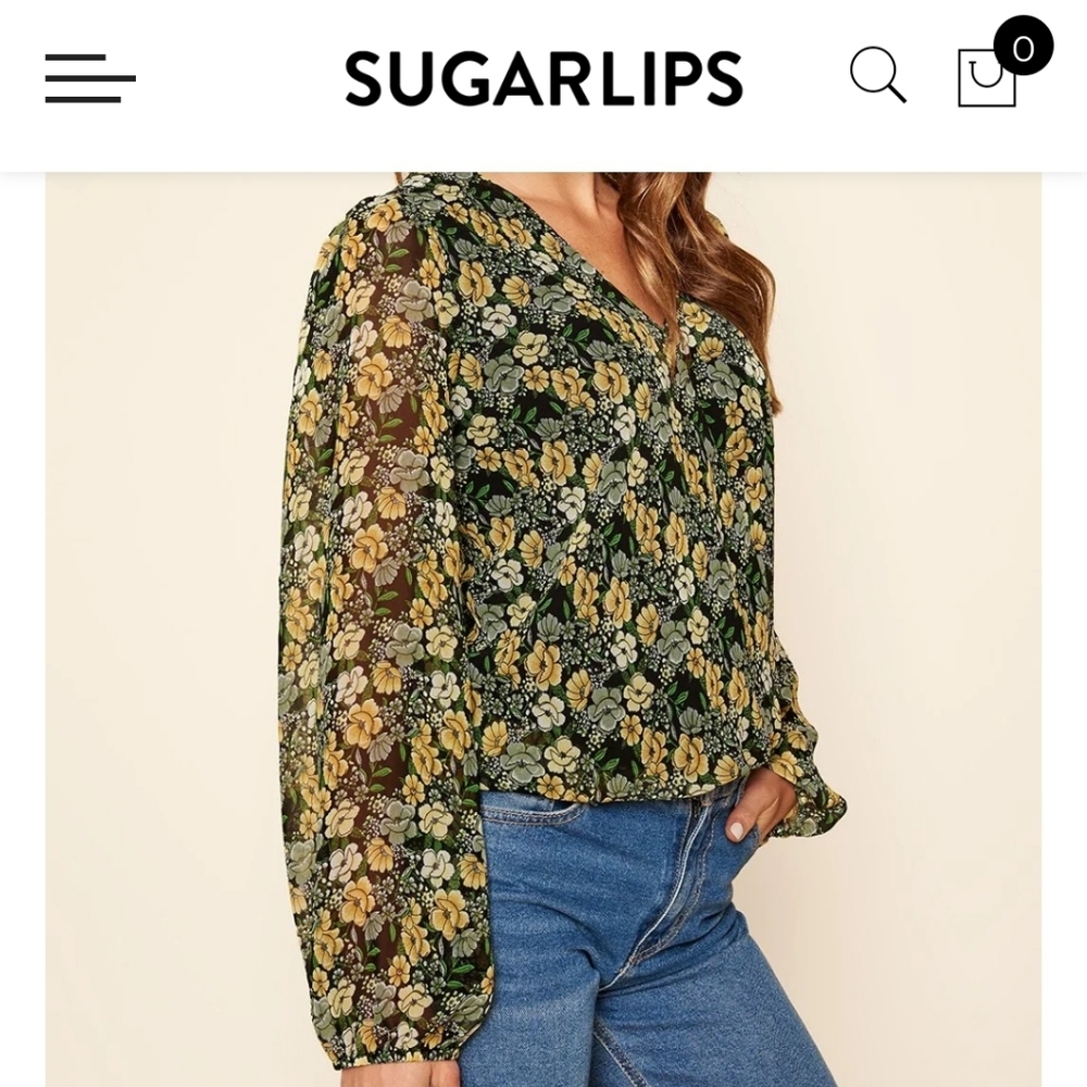 NWT Wishful Thinking Marleena Floral Surplice Blouse Curve Medium